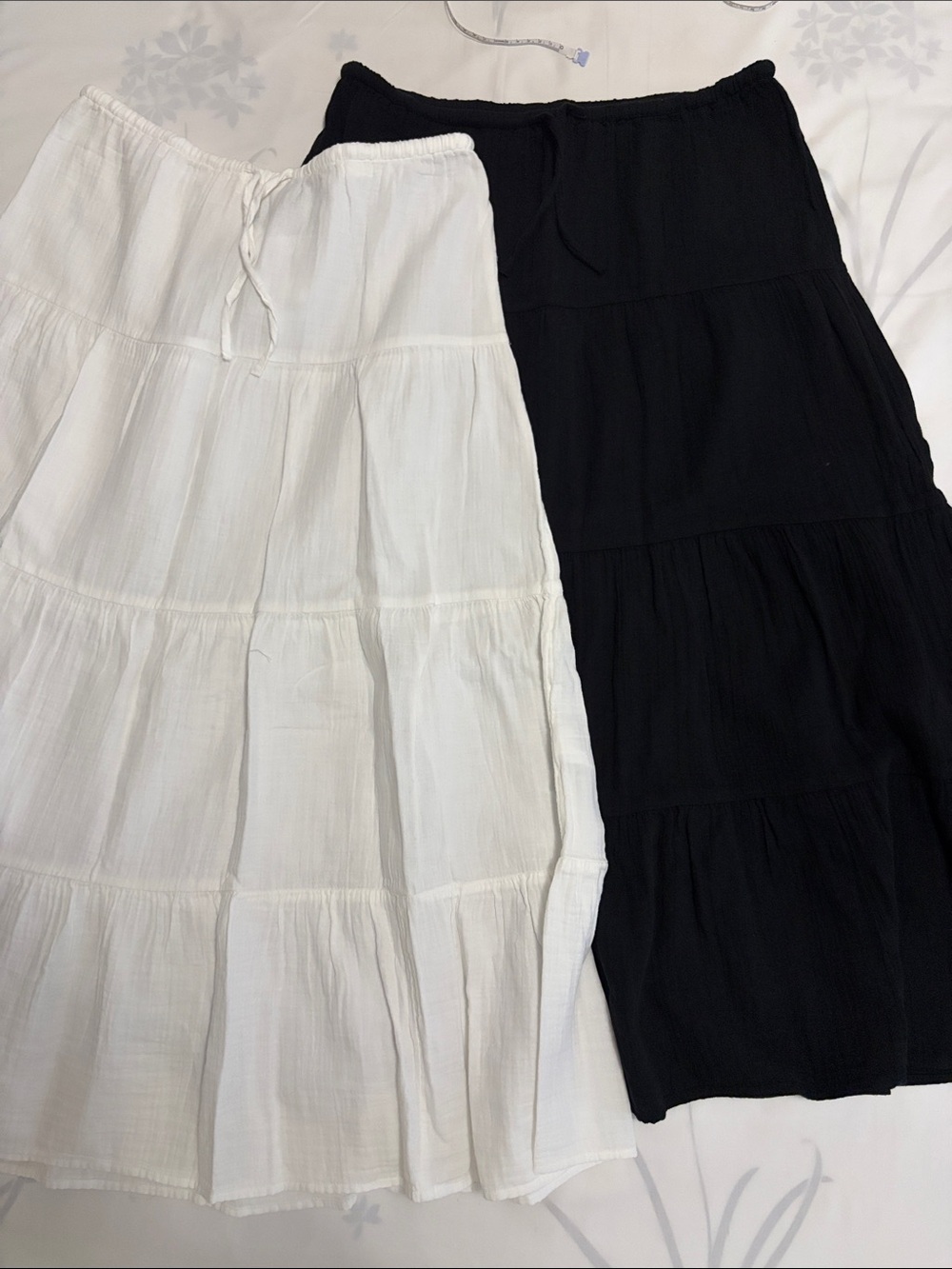 GAP Black & White Tiered Skirts Petite M Maxi, 100% Cotton